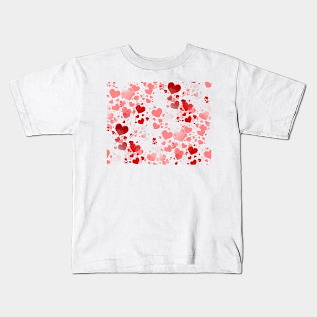 Hearts - red Kids T-Shirt by CarolineArts
